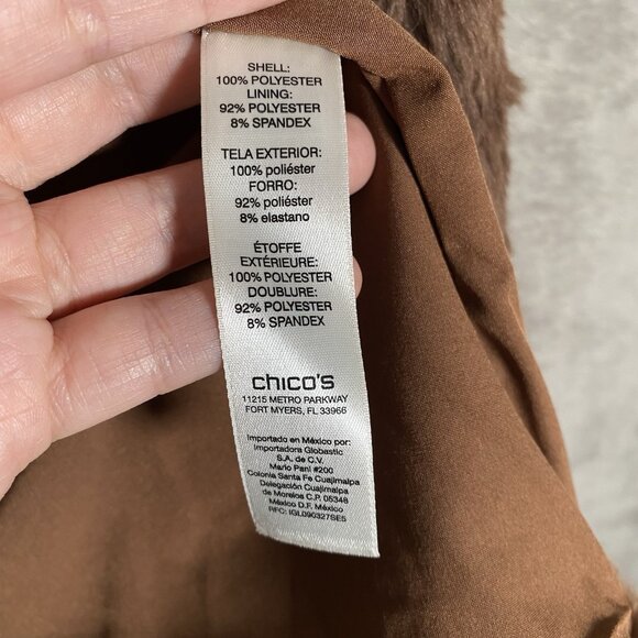 Chico's Faux Fur Vest Size 3 (XL) Brown Open Front Soft Winter Cabin Penny Lane - Picture 8 of 12